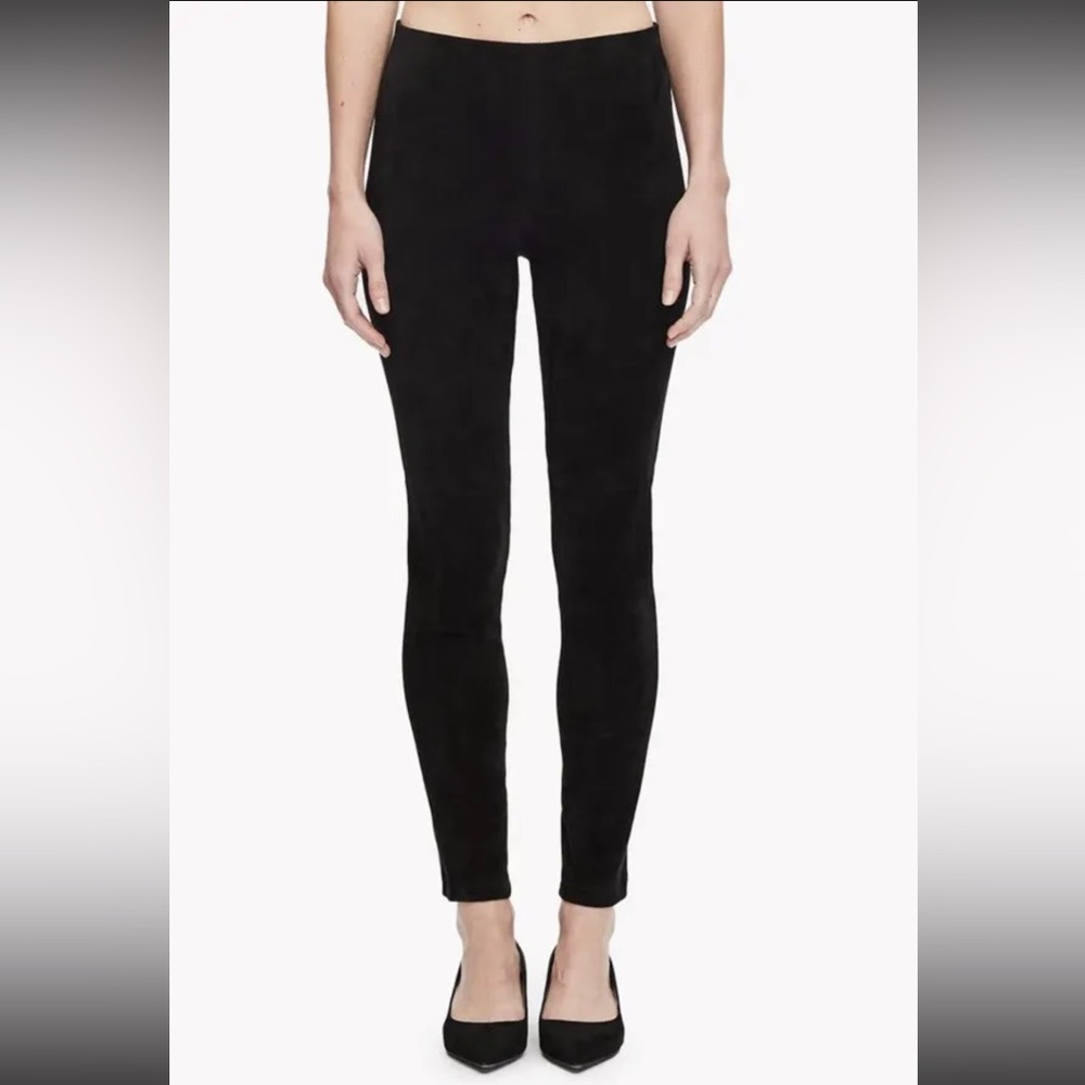 Theory Lamb Leather Suede Black Pants Size 4